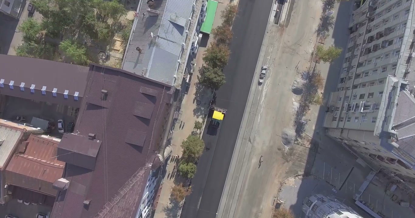 Aerial View of Urban Road Construction