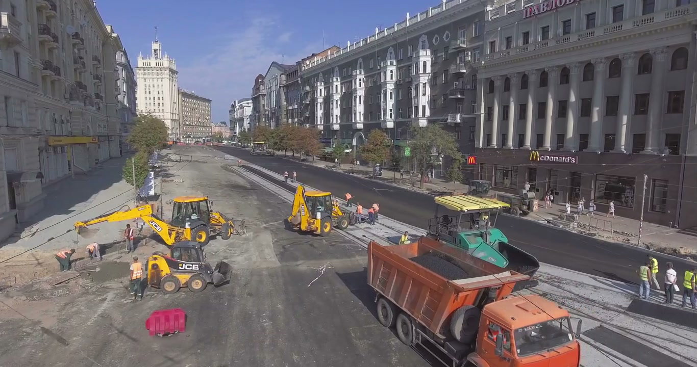 City Road Construction Aerial View