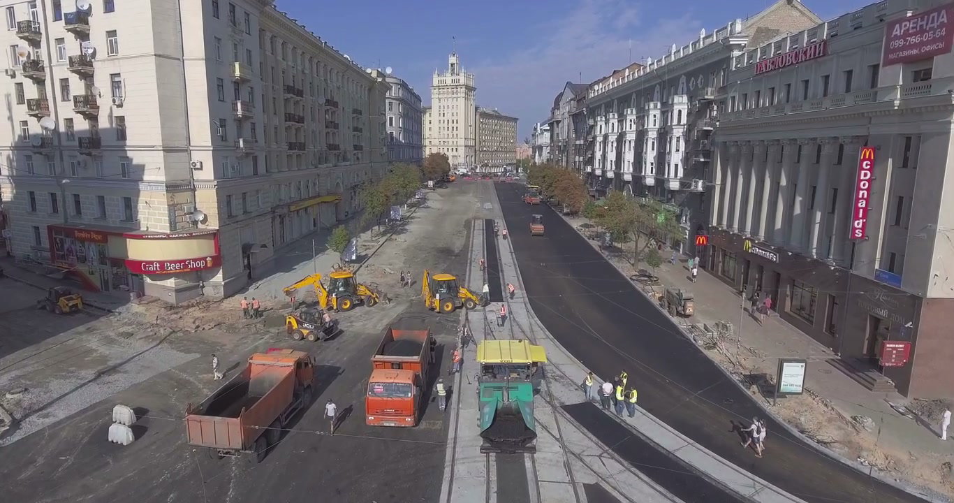 Drone View City Street Resurfacing