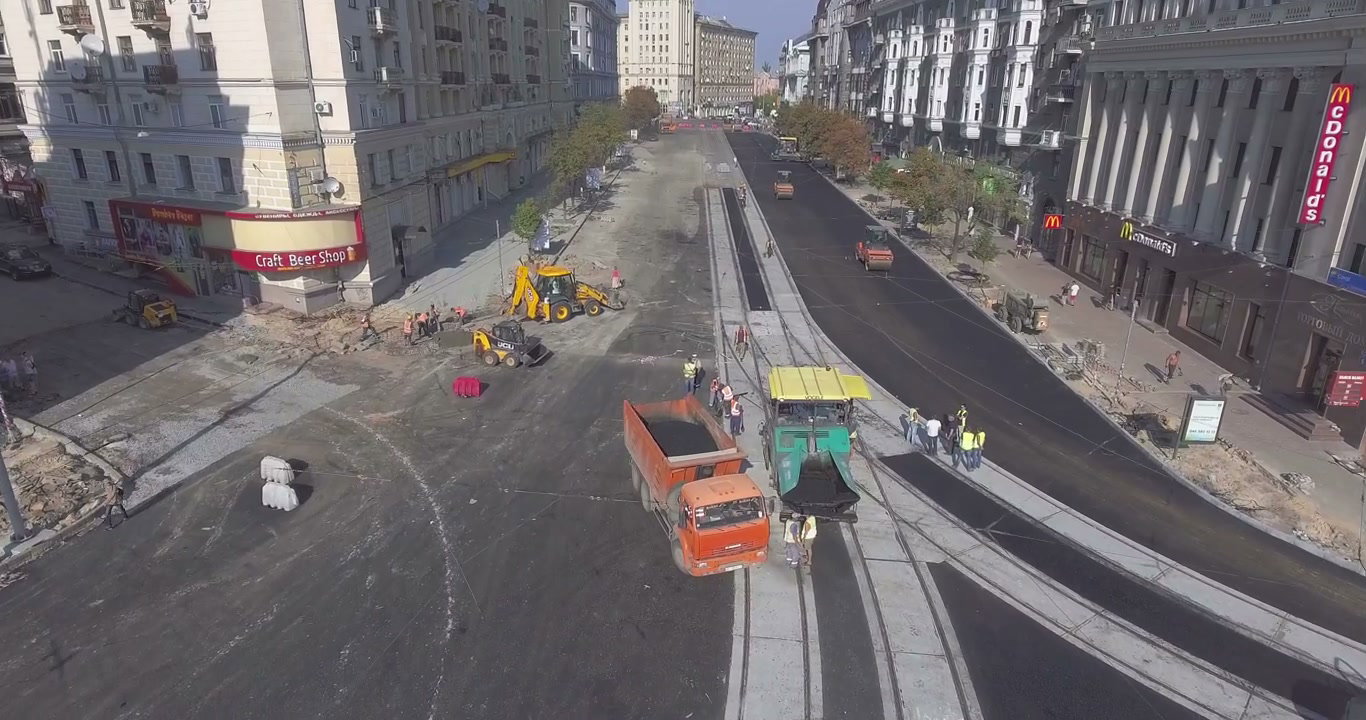 Aerial View of Road Construction and Paving