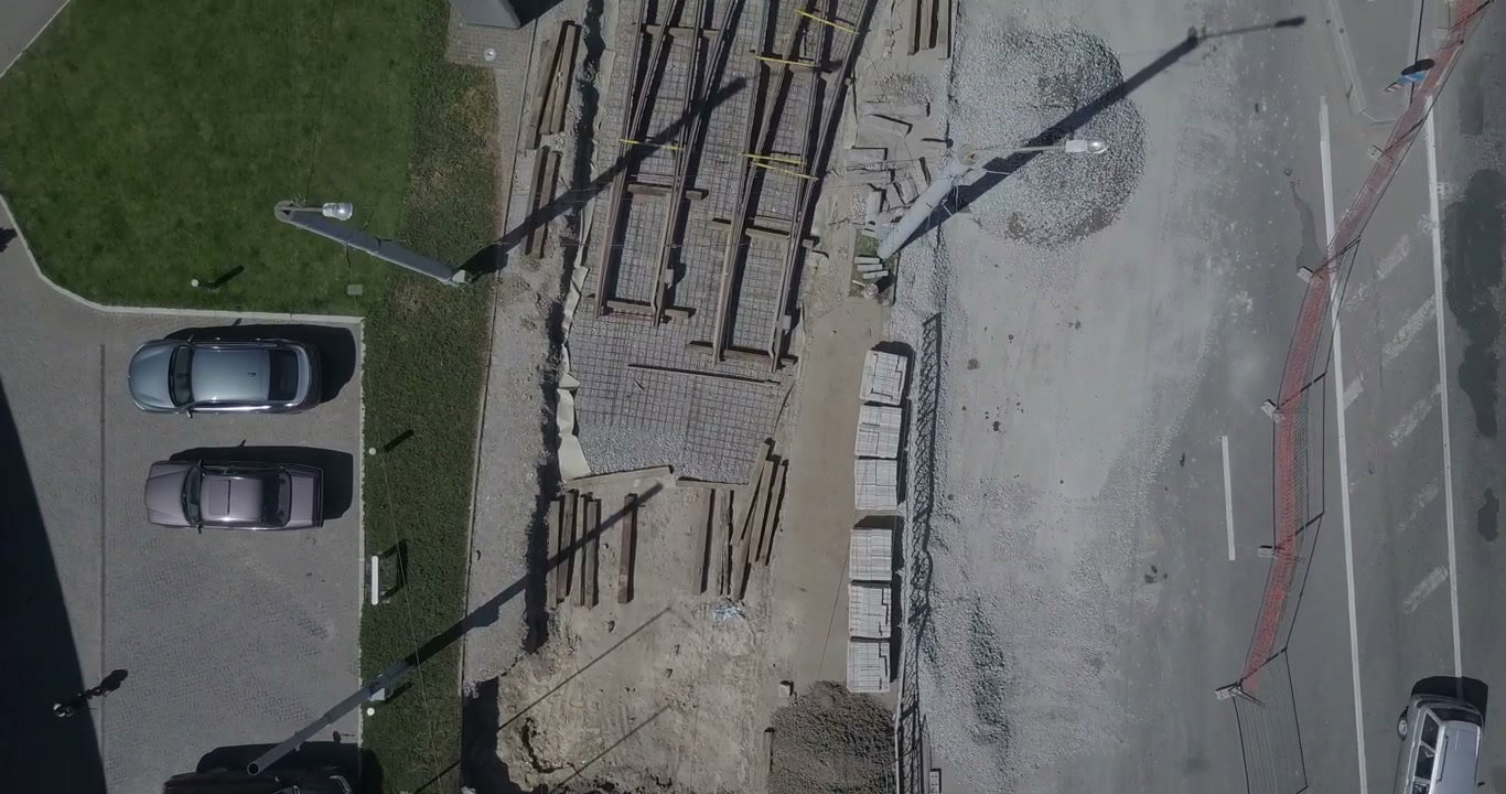 Aerial View of Tram Track Construction