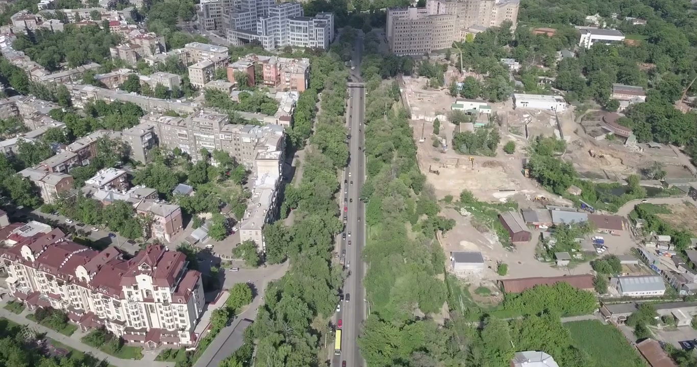 Aerial View City Street Traffic Intersection