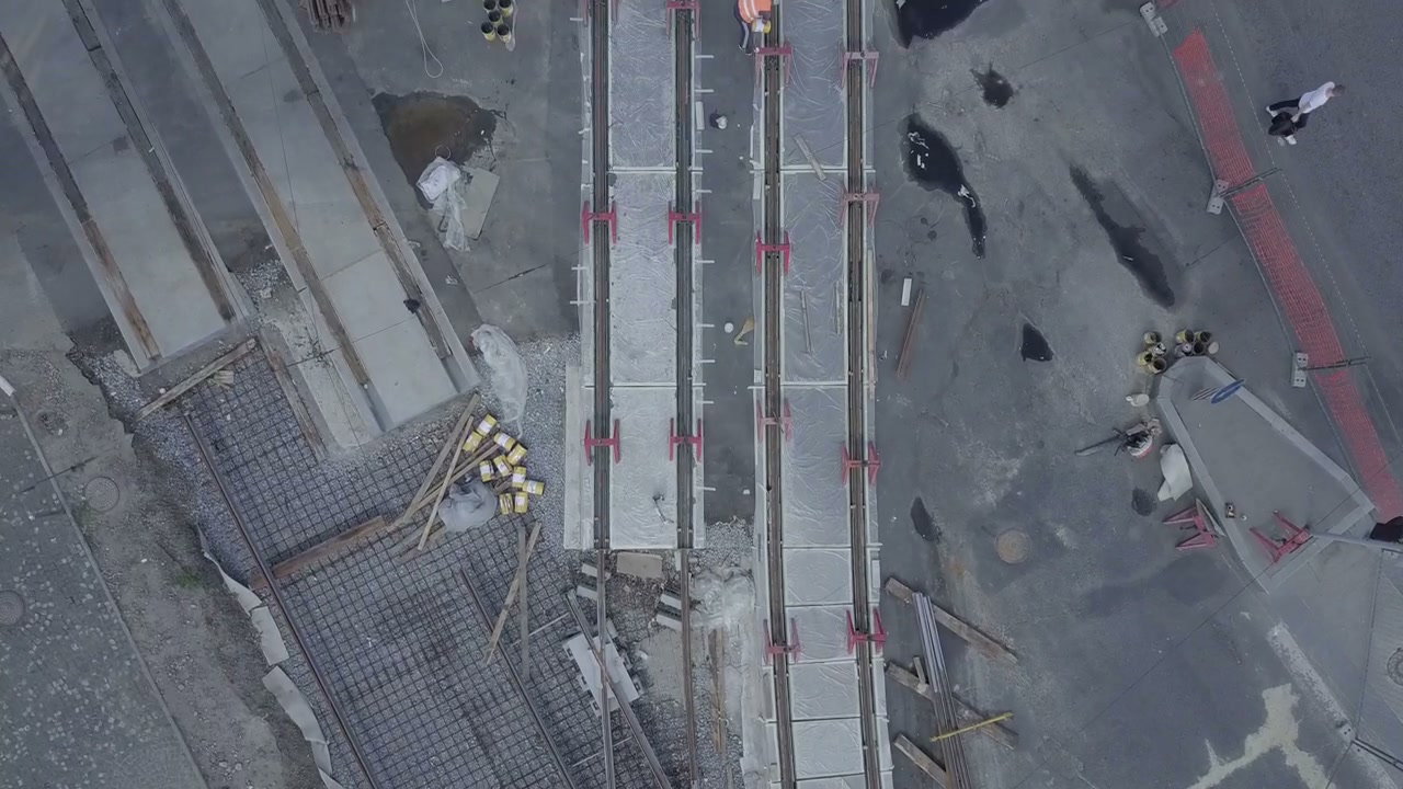 Aerial View of Tram Track Construction