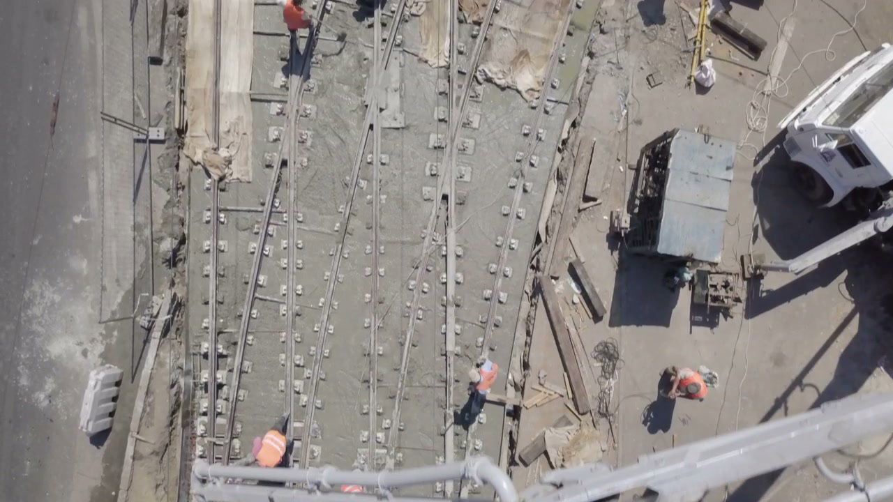 Aerial View of Tram Track Construction