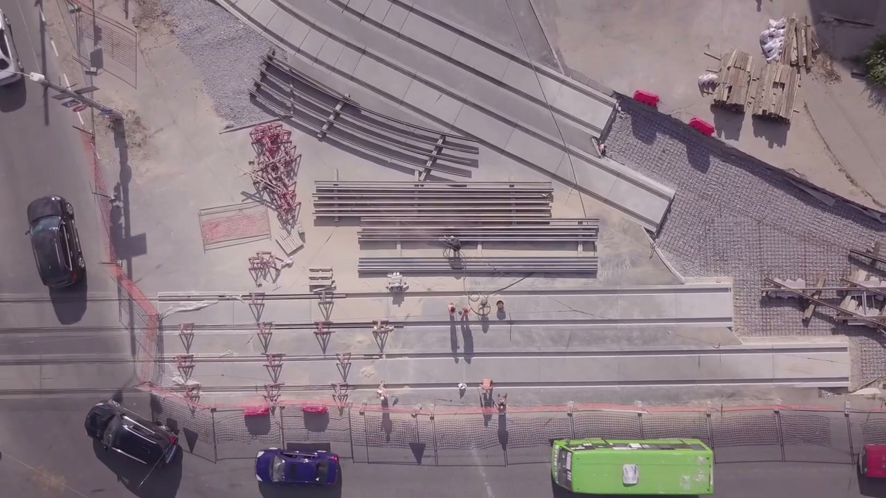 Aerial View of Tram Track Construction