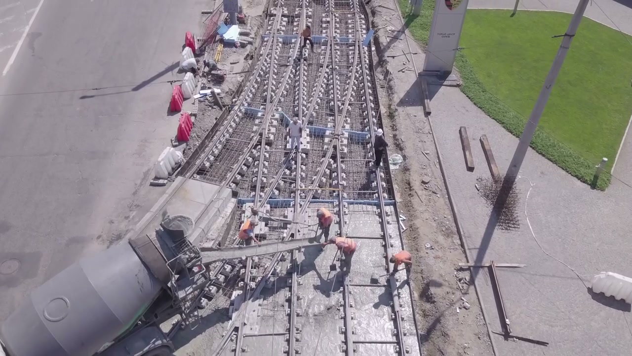 Aerial View of Tram Track Construction