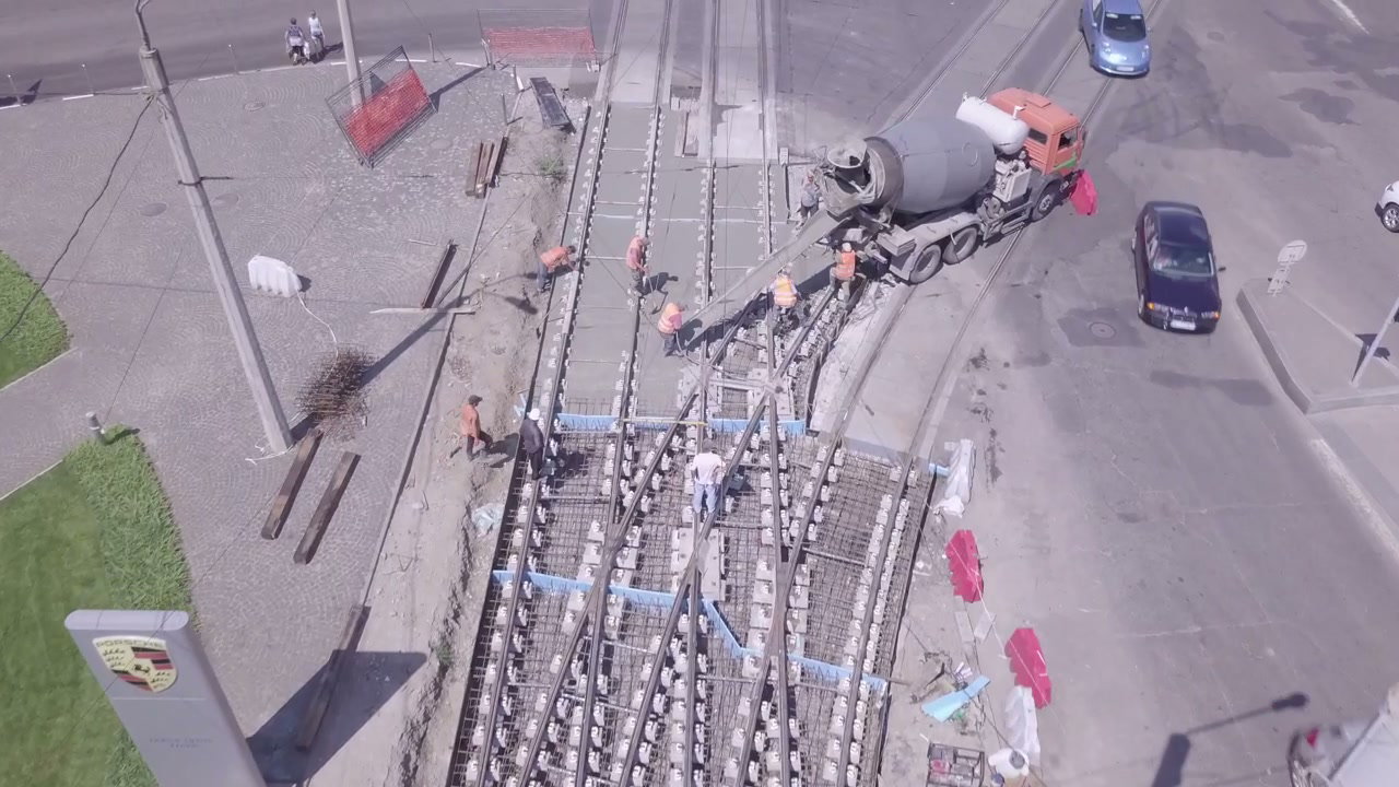 Aerial Tram Track Construction with Concrete Pouring