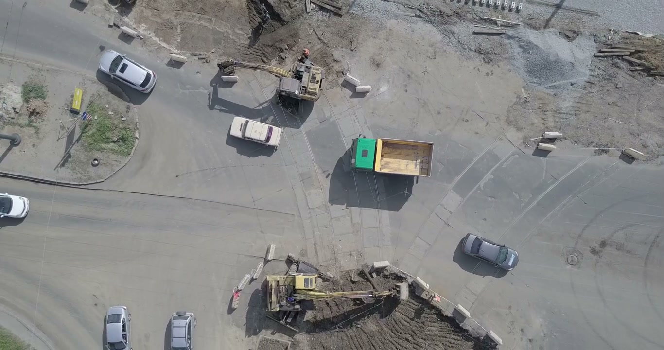 City Road Construction Aerial View