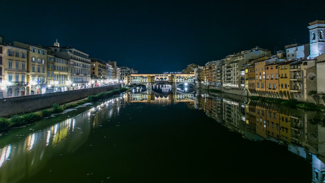 Ponte Vecchio Bridge Florence Night Timelapse