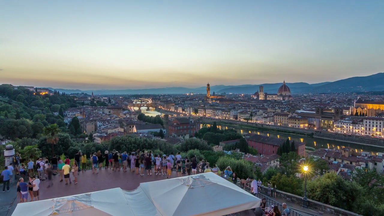 Florence Cityscape Sunset to Night