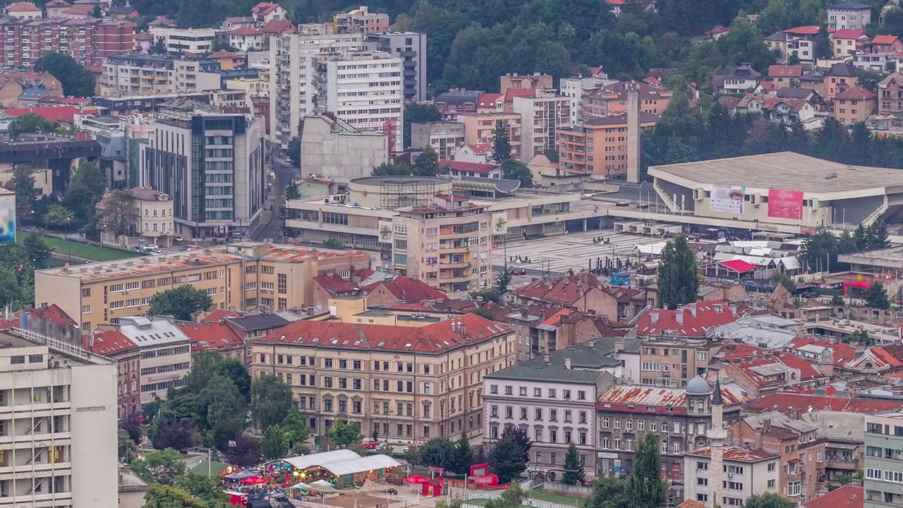 Sarajevo Cityscape with Public Square