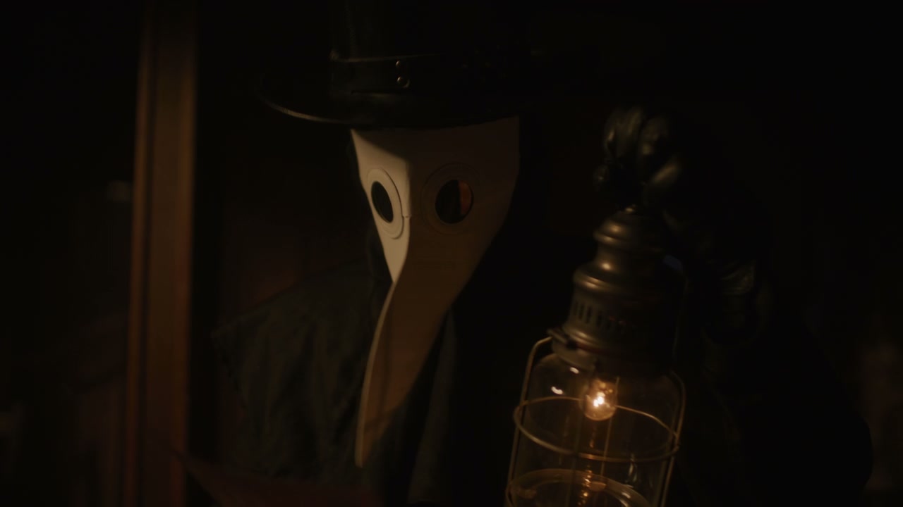 Plague Doctor Holding Lantern and Document