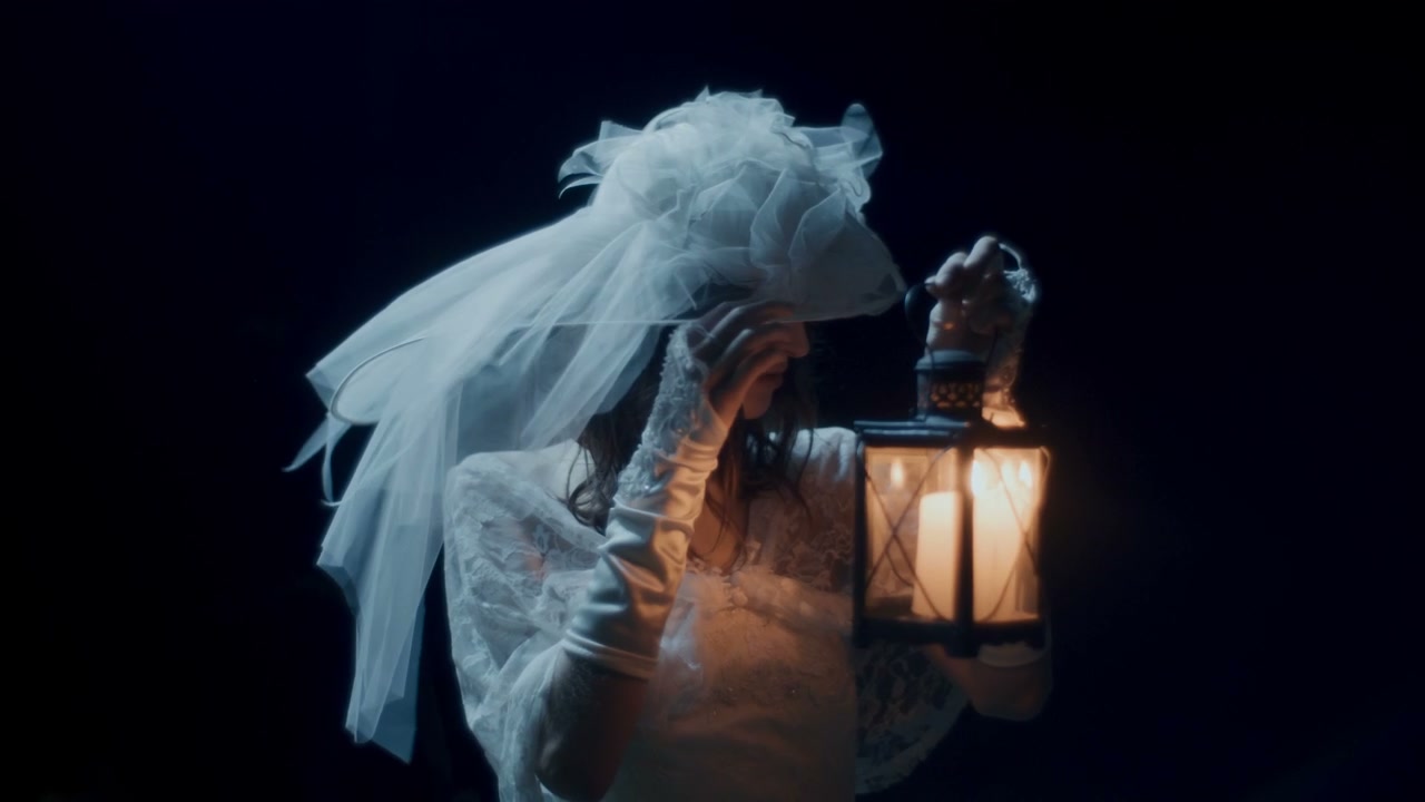 Mysterious White Lady Holding Lantern