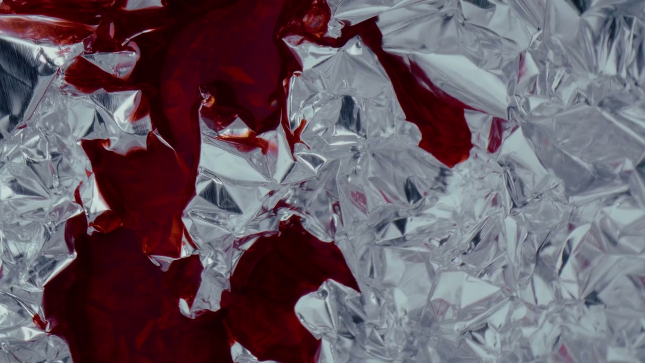 Abstract Blood Spill on Silver Foil