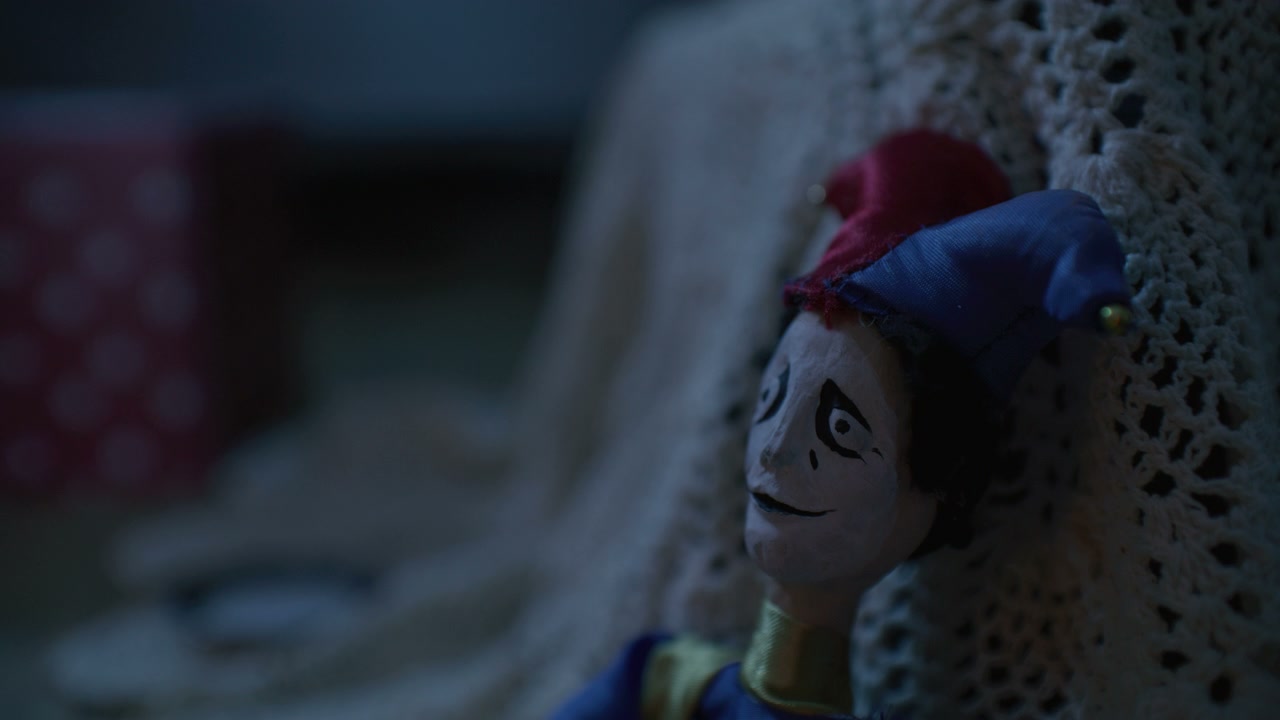 Creepy Jester Doll with Focus Pull