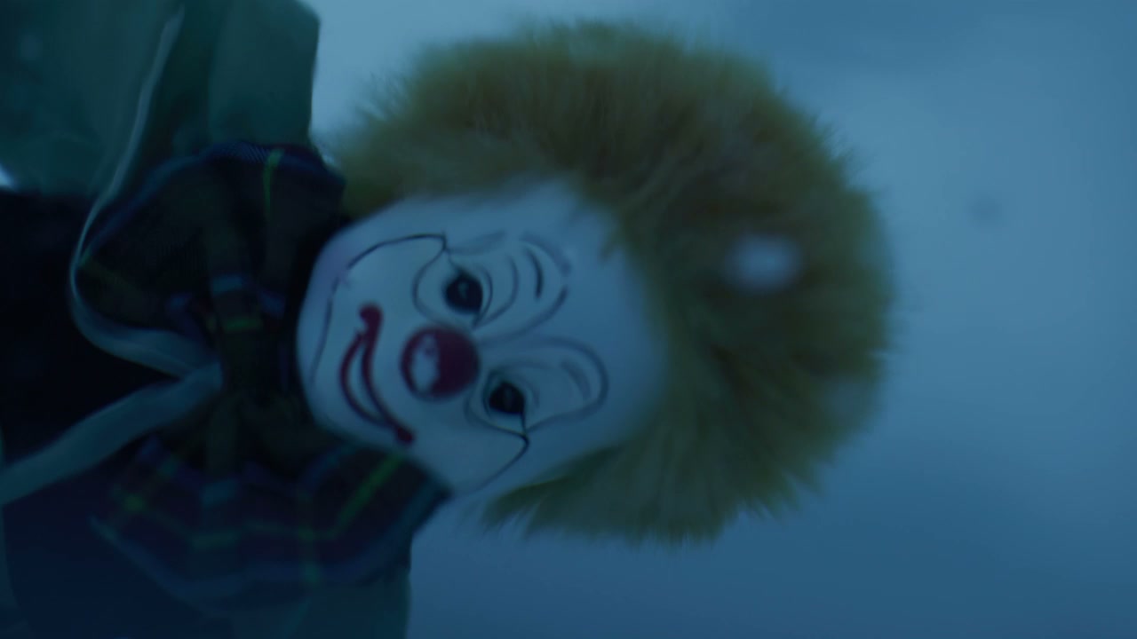 Creepy Clown Doll Sinking in Dark Water