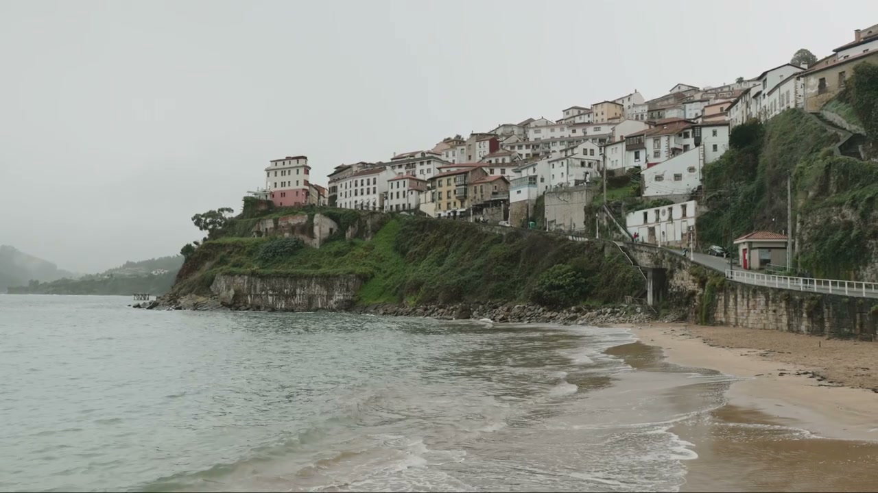 Coastal Town on Hillside in Northern Spain