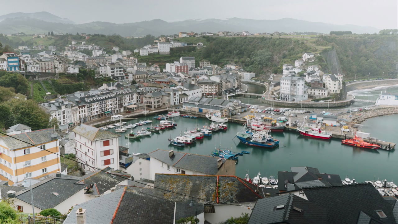 Coastal Town and Fishing Harbor in Northern Spain