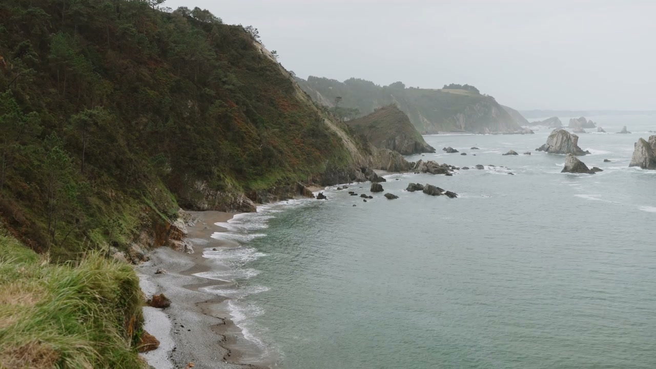Northern Spain Coastal Landscape with Cliffs and Beach