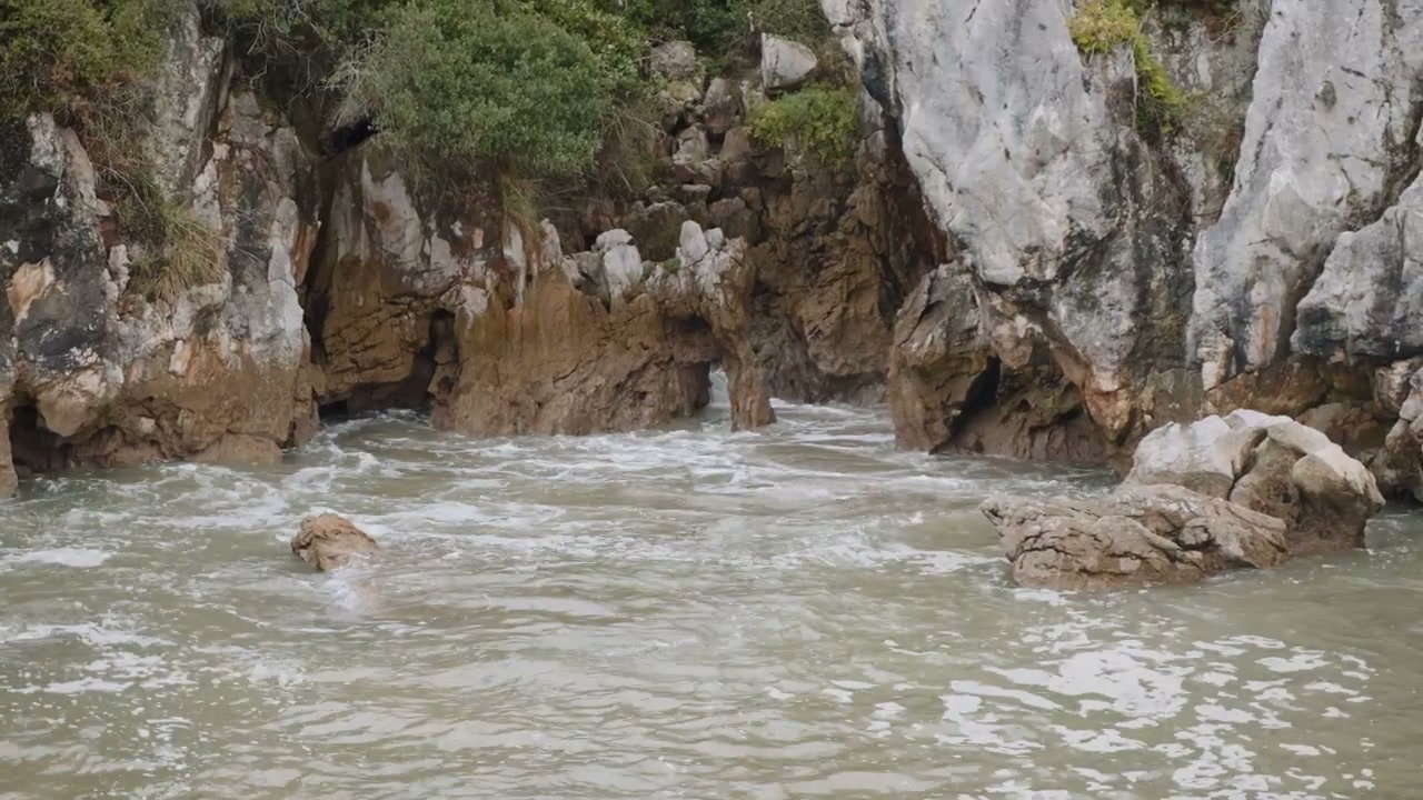 Waves Crashing On Northern Spain Coastline