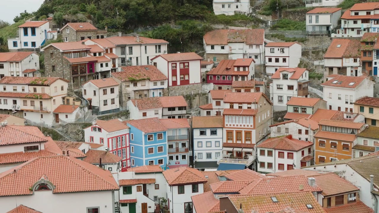 Colorful Houses on a Hillside in Northern Spain