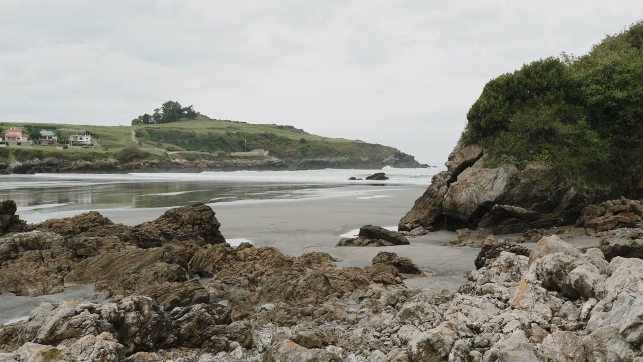 Rocky Beach and Waves in Northern Spain