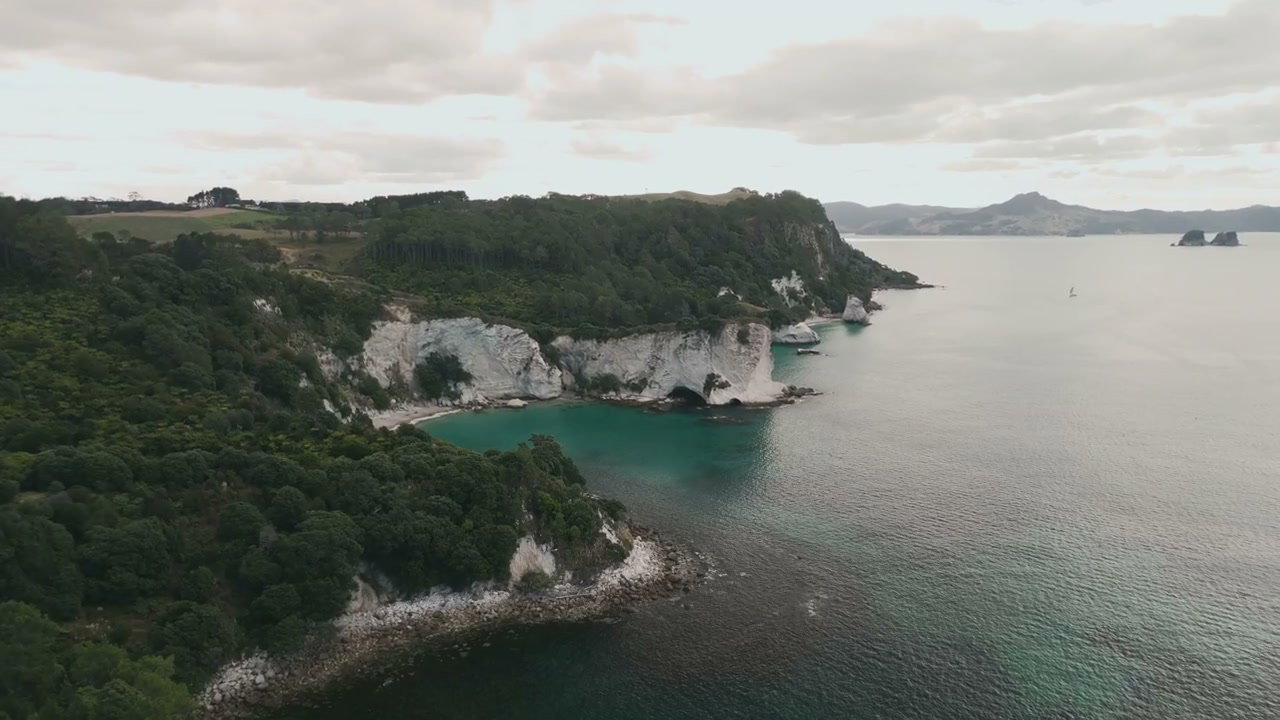 New Zealand Coastal Cliffs and Turquoise Bay