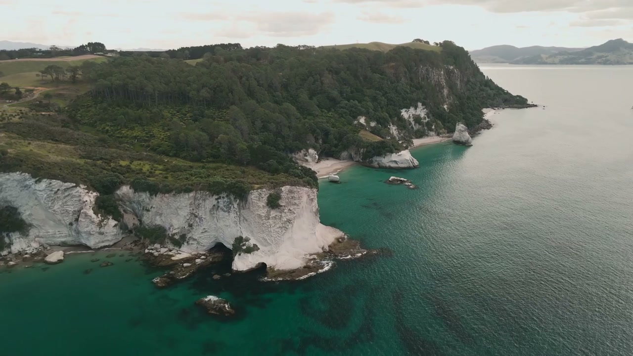 New Zealand Coastal Cliffs and Turquoise Sea