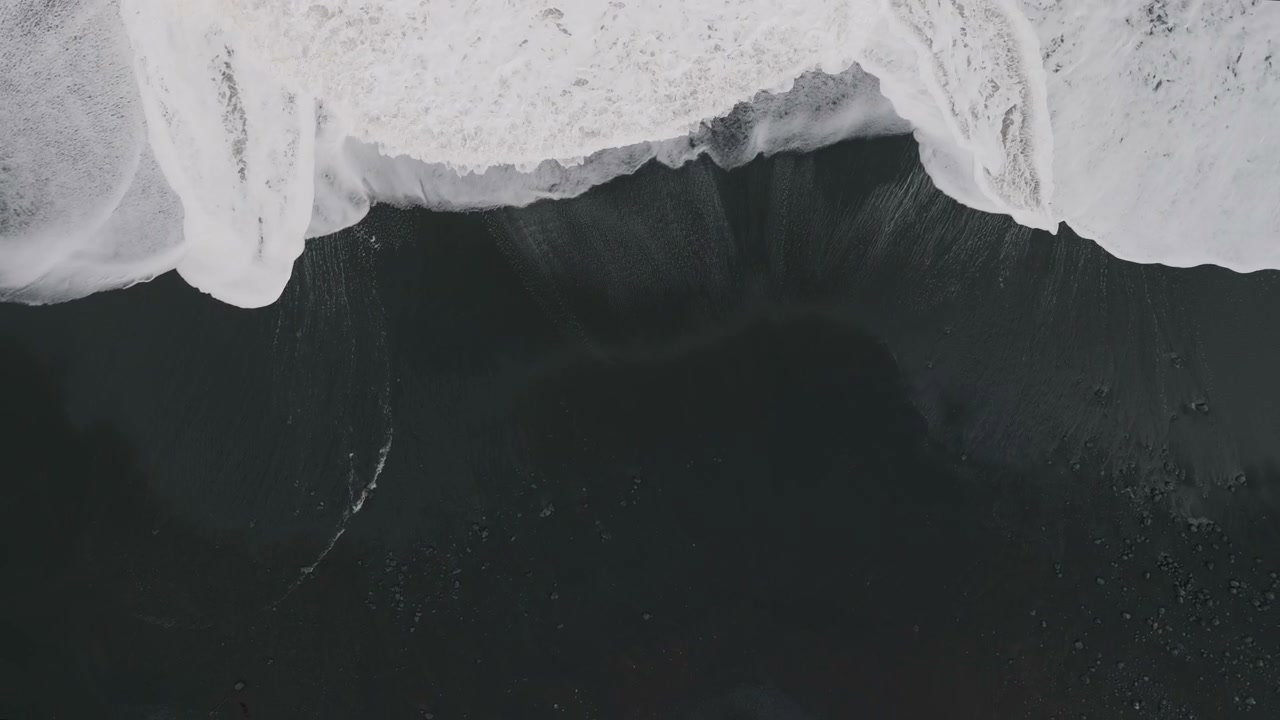 Ocean Waves Crashing on Black Sand Beach