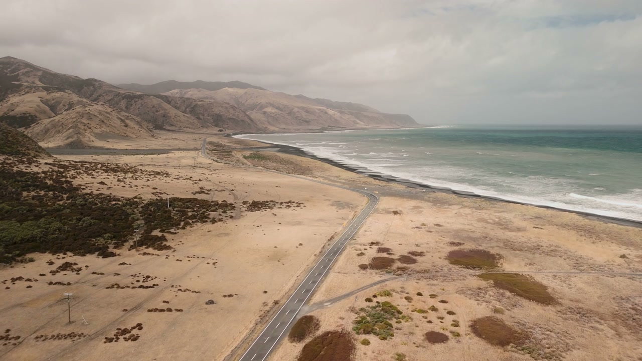 Coastal Road Along New Zealand Shoreline