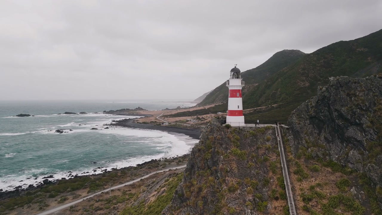 Red and White Lighthouse on New Zealand Coast