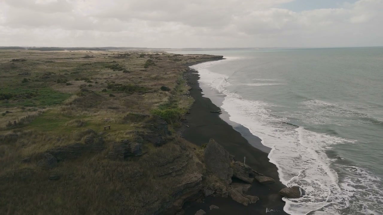 New Zealand Black Sand Beach Coastline