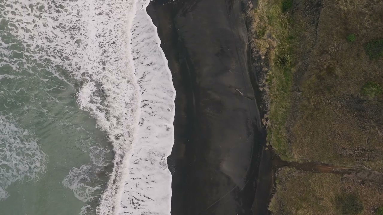 Aerial View of New Zealand Black Sand Beach