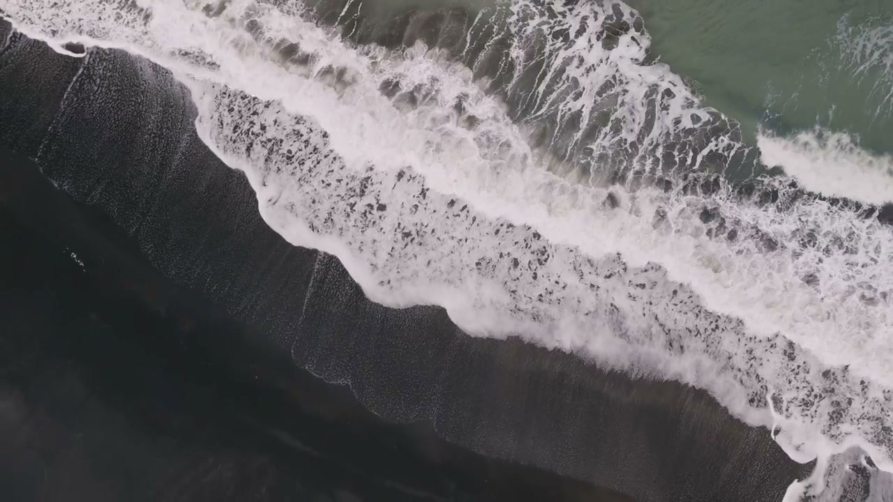 New Zealand Coast Ocean Waves on Black Sand