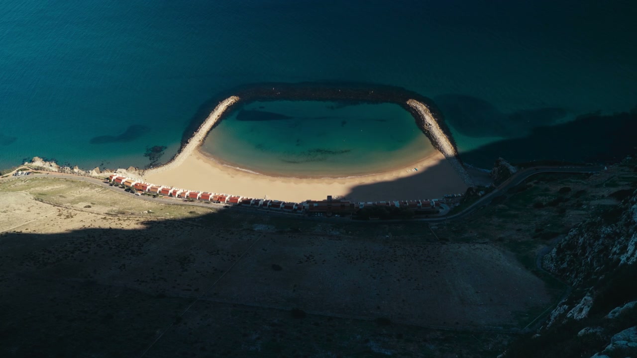Aerial View of Sandy Beach and Blue Sea in Gibraltar