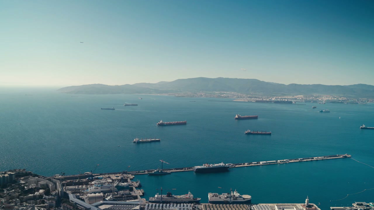Aerial View of the Strait of Gibraltar and Port