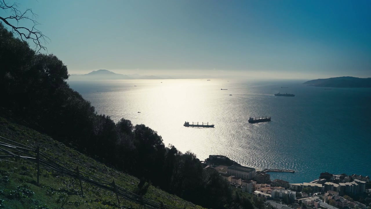 Strait of Gibraltar Vista with Ships