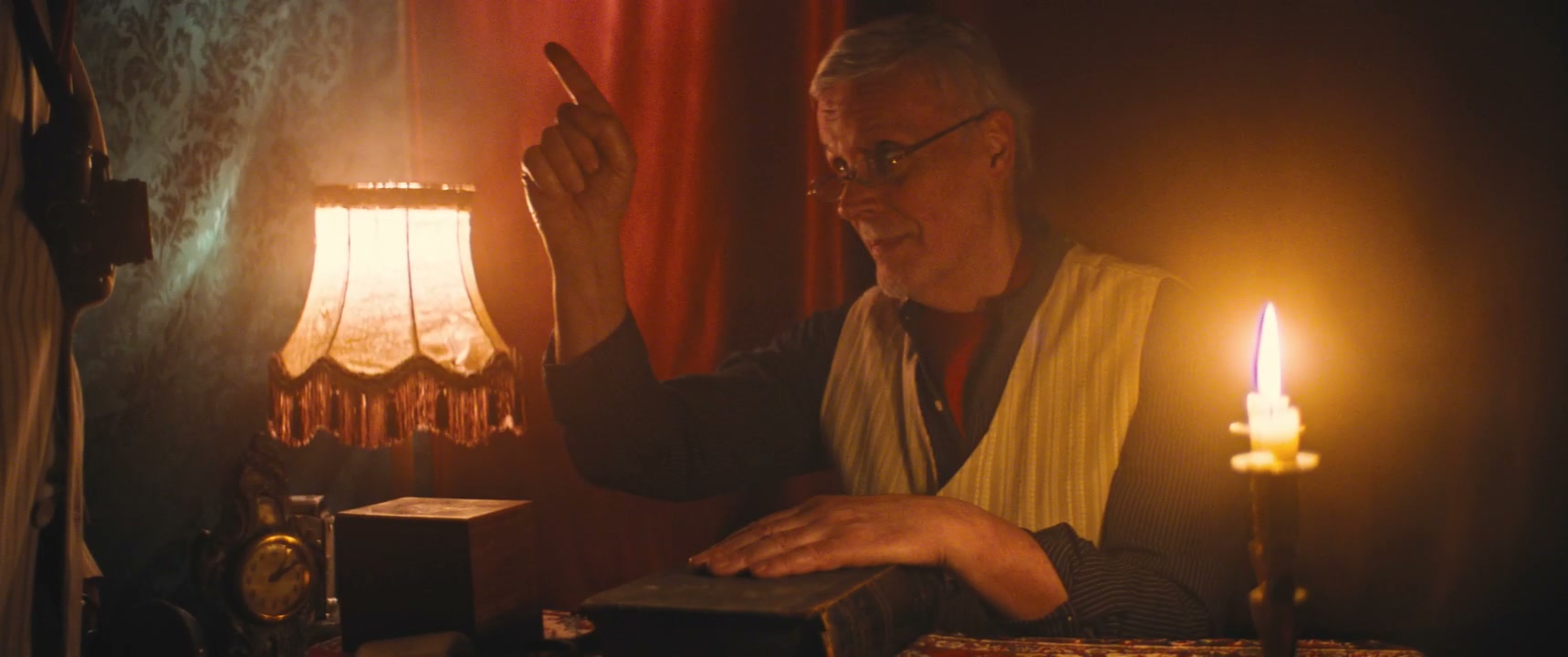 Retro Salesman Gesturing at Desk