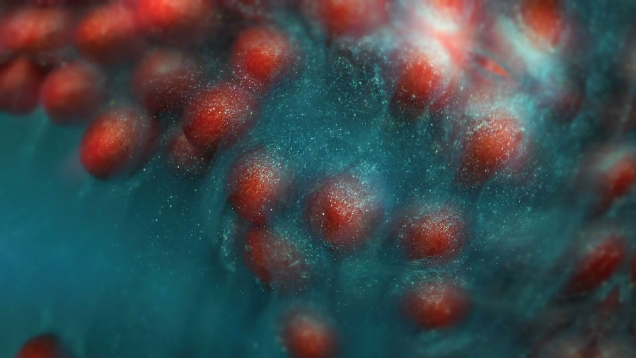 Abstract Red Organic Particles