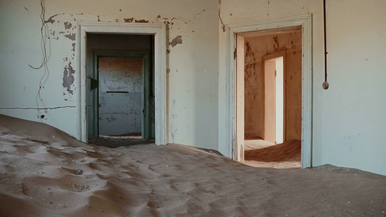 Desert Ghost Town Interior with Sand