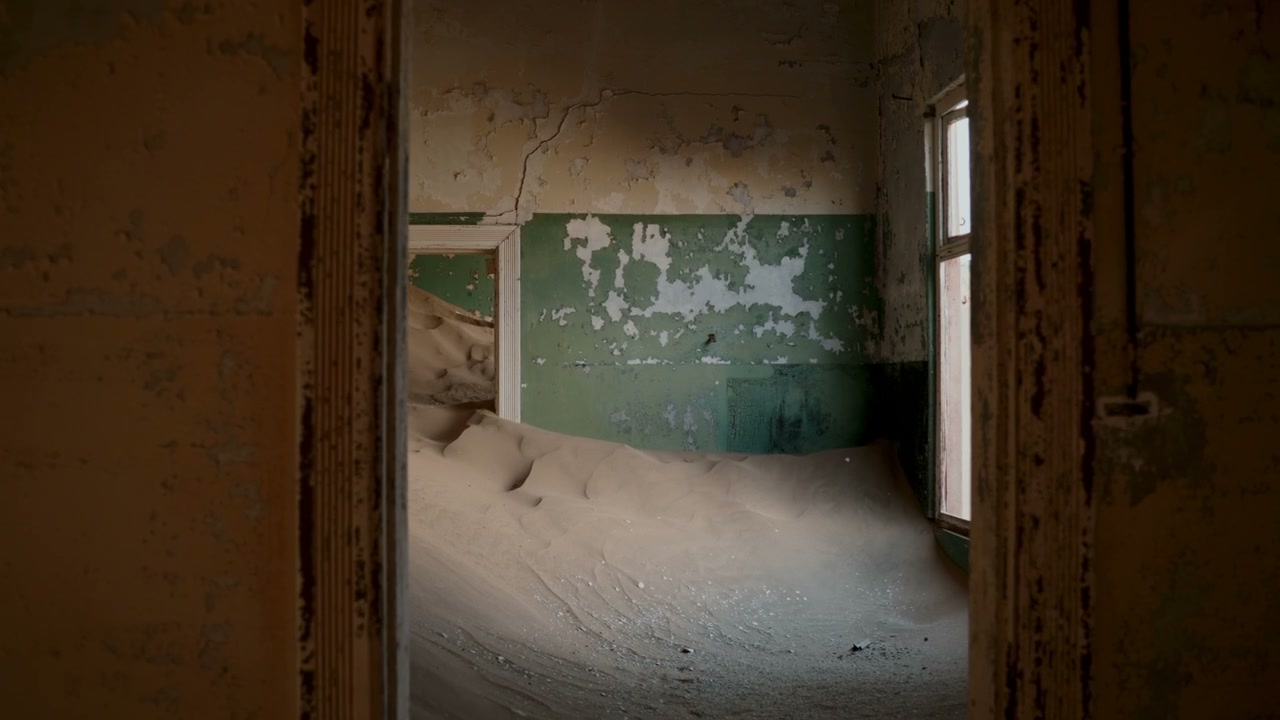 Abandoned Room Filled with Sand in Ghost Town