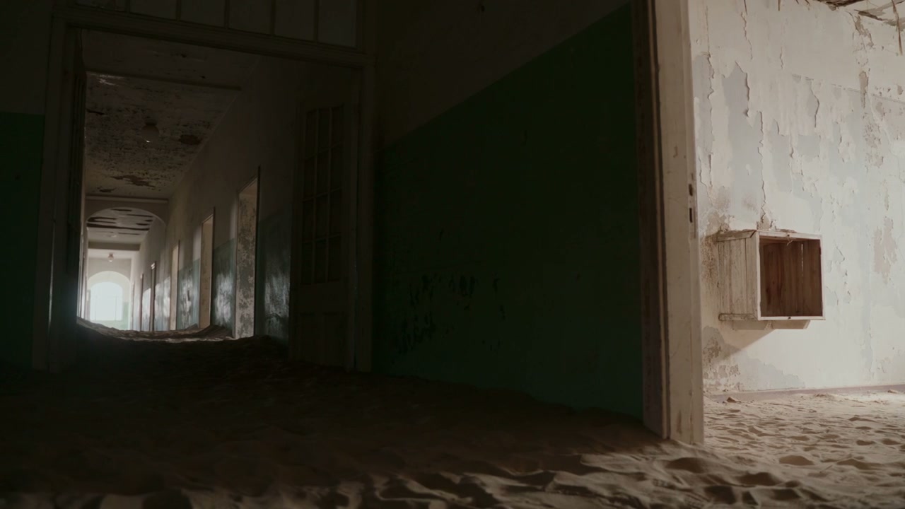 Sand Covered Hallway in Desert Ghost Town