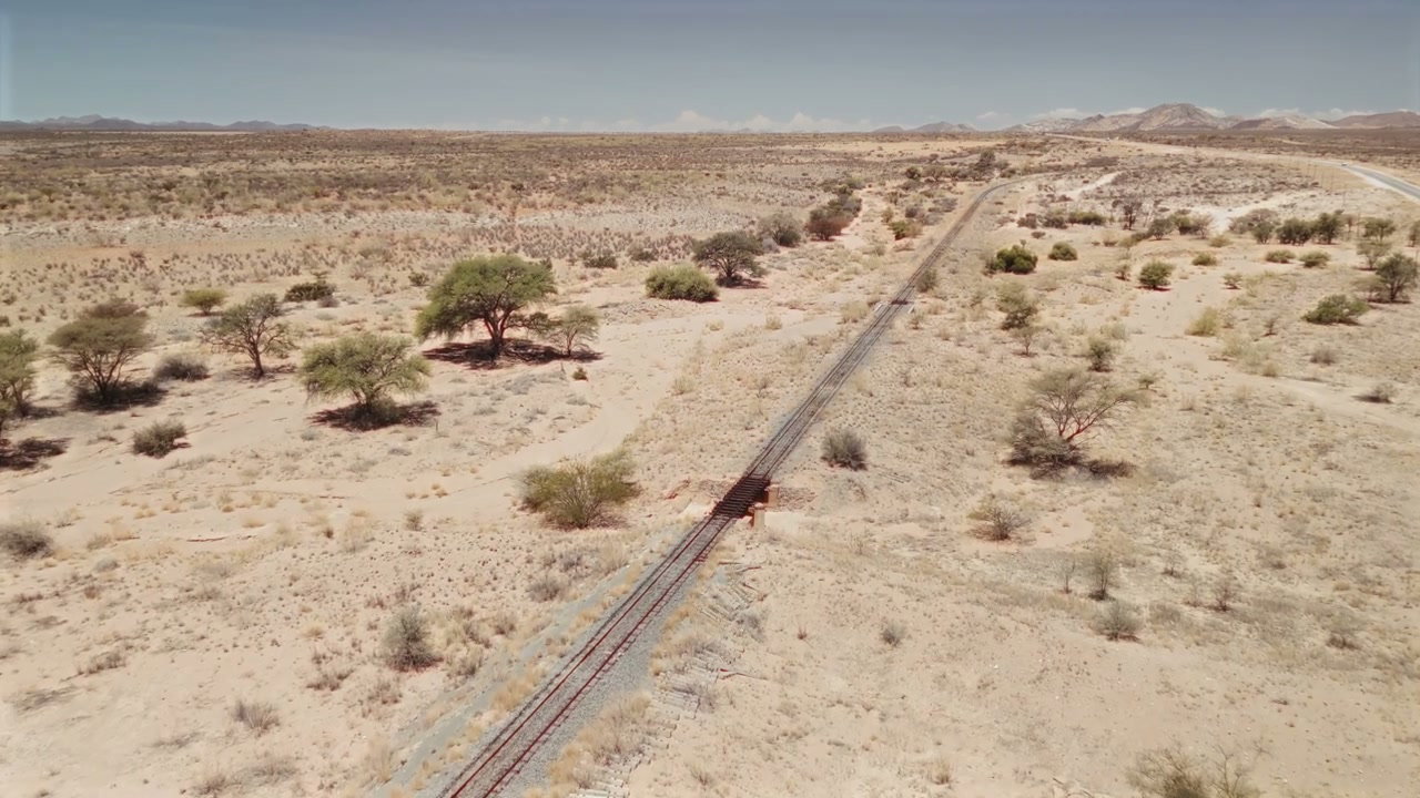 Train Track Through Arid Desert