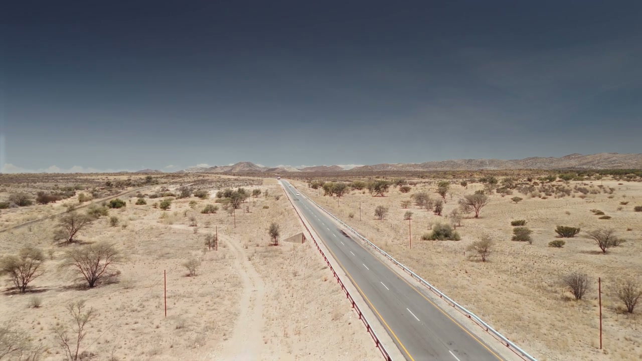 Aerial View of Desert Highway