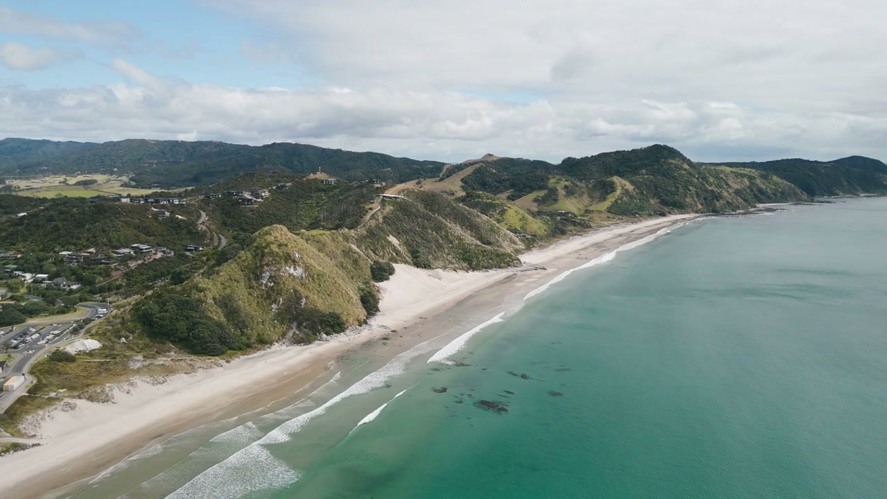 New Zealand Coastline and Sandy Beach Panorama