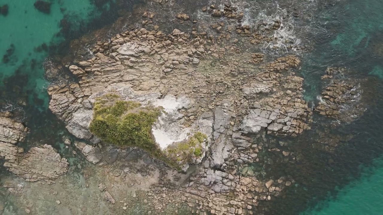 New Zealand Coastline Rocky Island Aerial View