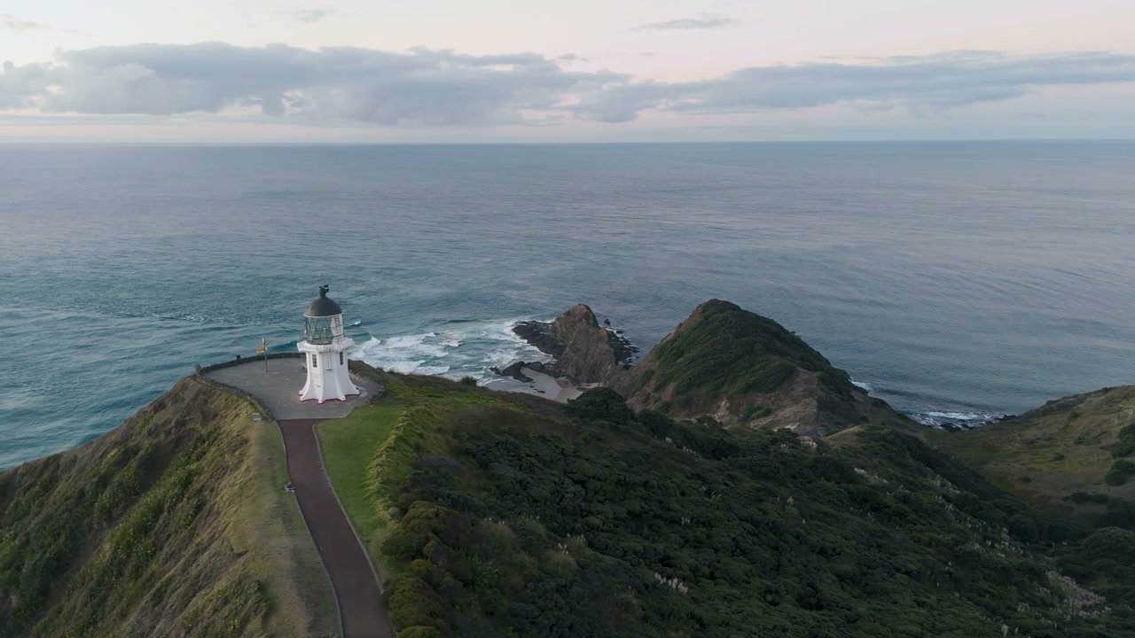 New Zealand Coast Lighthouse at Dusk