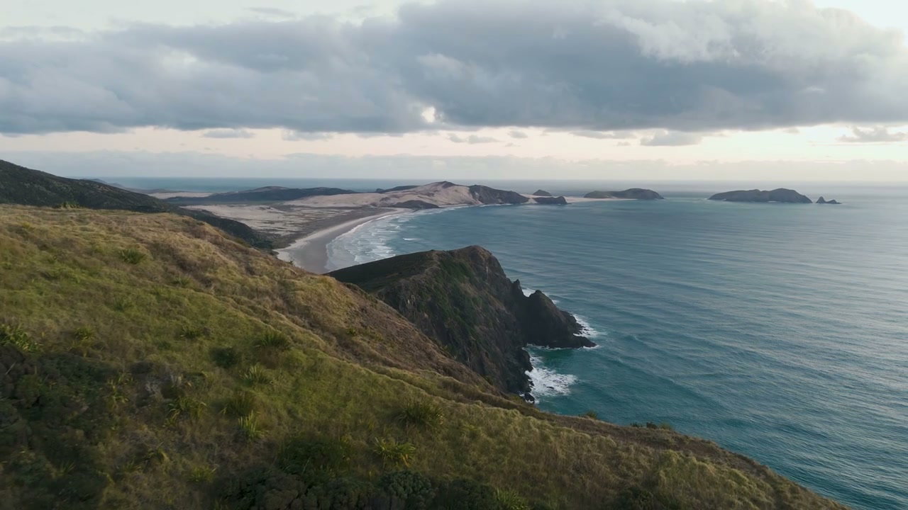 New Zealand Coastal Ridge With Hiker