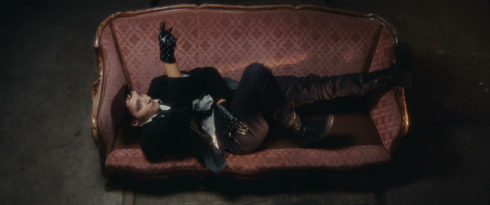 Mime Artist Performs on Vintage Sofa