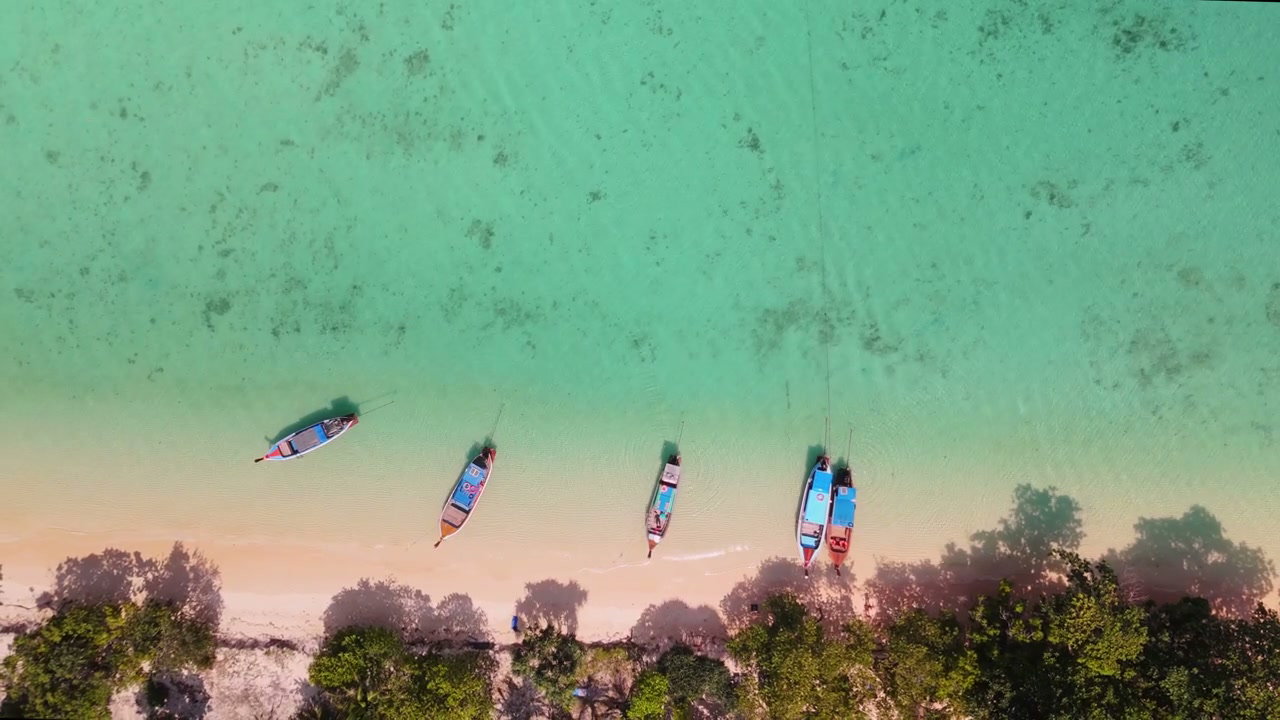 Tropical Beach with Longtail Boats